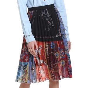 Desigual Valeria Printed Pleat Midi Skirt